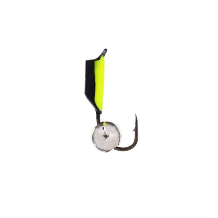 Mormyshka column black, lime abdomen + ball silver, weight 0.5 g-1