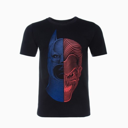 T -shirt male, black color, face, size 48-4