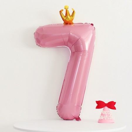 Foil ball 40 "Figure 7 with the crown", the color is pink-2