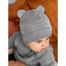 A cap on ties with ears children's amababy pure love Bear Winter, insulated, size 40-42 cm, color gray color