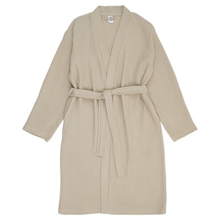 Essential bathrobe, multi -layer muslin, size S, beige color-9