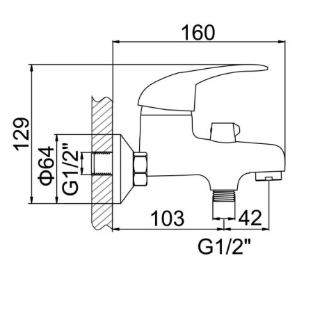 Accoona A6040 bath mixer, single -leaf, silumin, chrome-6