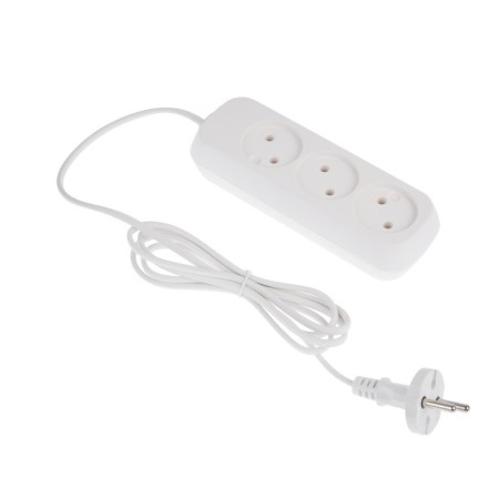Extension cord 3 sockets, 1.7 m, 6 A, 1300 W, SHVVP 2x0.5 mm2, without salary, white-2