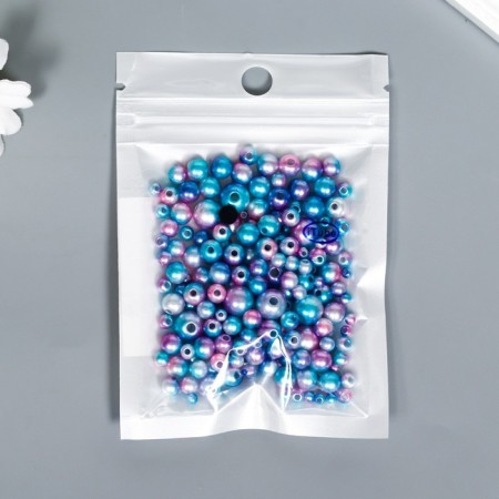 Beads for creativity plastic "Round. Gradient. Blue mermaid" d = 3-8 mm, set 10 grams-2