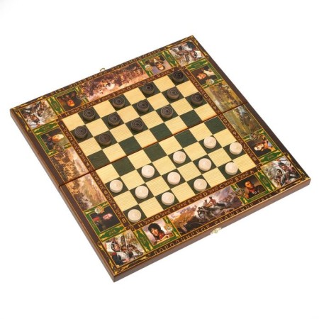 Board game 3 in 1 "Borodino": chess, checkers, backgammon, board wood 50 x 50 cm-10