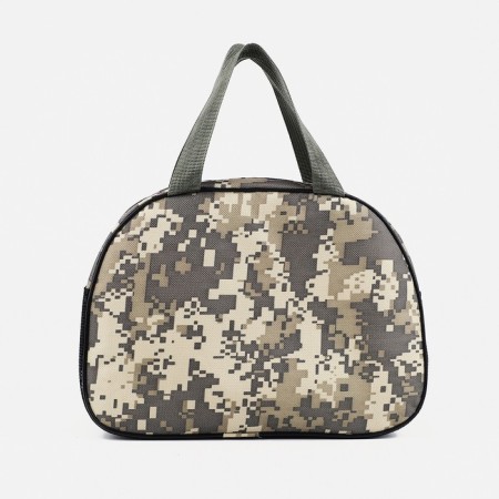 Cosmetic bag on a zipper, with a grid, khaki color/gray-1