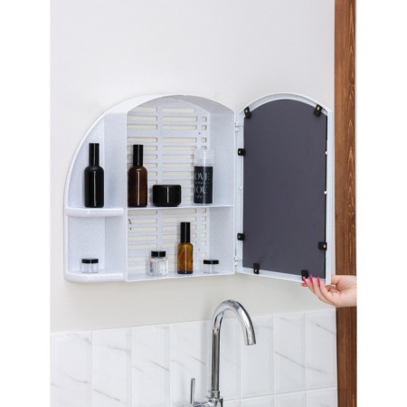 Bathroom cabinet with a mirror "Orion", color white marble-7