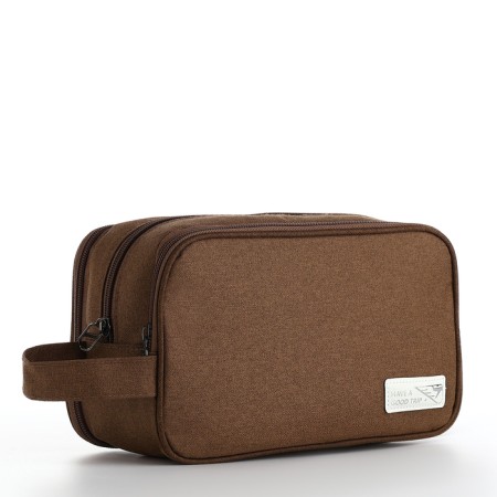 Cosmetic bag on lightning, brown color