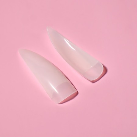 Tips for nail extension, 100 pcs, style shape, short contact zone, container, dairy color-3
