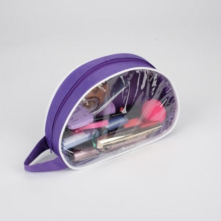 Cosmetic bag on lightning, with a pen, purple color-3