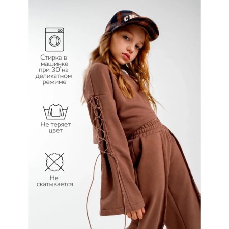 Twist girl suit, height 128 cm, brown color-3
