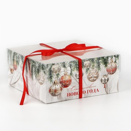 Box for Capcake "Happy New Year!", 16 x 16 x 7.5 cm, New Year-2