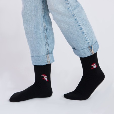 New Year's socks male minku "Santa Claus", black color, size 40-41 (27 cm)-3