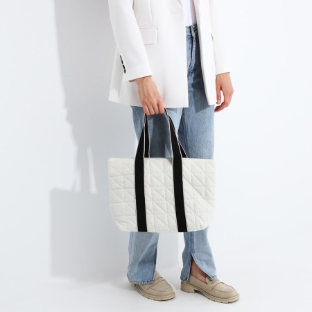 Zipper bag with lightning, white color-5
