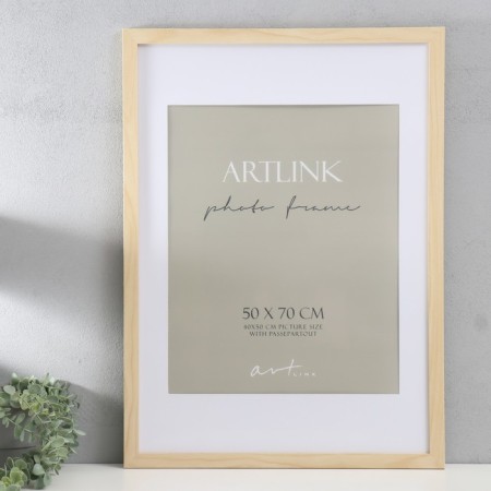 Photo frame MDF "Ellis" 50x70 cm, with a paspartm, natural (plastic screen)