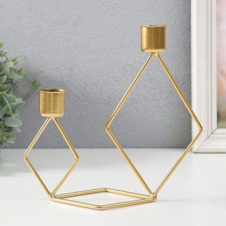 Summary Metal for 2 candles "Geometry. Romb" gold d = 2.3 cm 7.8x18x19 cm-4