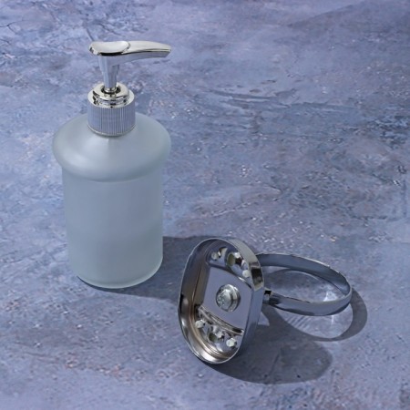 A dispenser for liquid soap with the holder of Stephalz Stölz "Neo", 150 ml, glass, matte-2