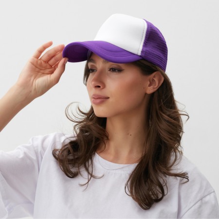 Baseball cap with minaku grid, color violet/white, rr 56-58