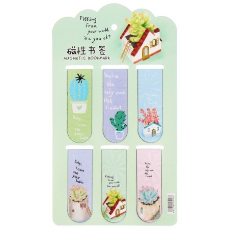 A set of magnetic bookmark for books Calligrata 6 pieces, "Plants", mix-1