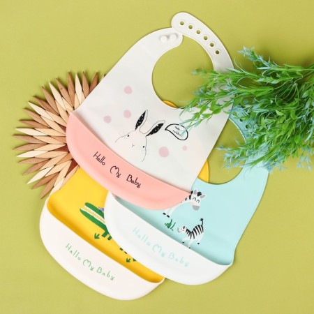 Blory for feeding "Bunny" silicone with pocket, white/pink color-2