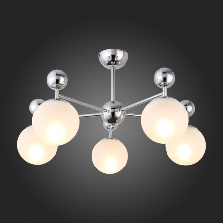 Ceiling EVOLUCE lamp. Sle106102-05. Pechio. 5x60 watts, E27, 63x63x34 cm, chromium color-2