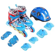 Набор: роликовые коньки раздвижные Hot Wheels, колёса световые, защита, р. S (30-33)