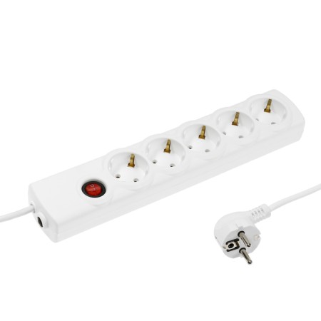 Luazon Lighting network filter, 5 outlets, 5 m, 2200 W, 3x0.75 mm2, 10 A, 220 V, with a fuse, white-2
