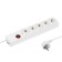 Luazon Lighting network filter, 5 outlets, 5 m, 2200 W, 3x0.75 mm2, 10 A, 220 V, with a fuse, white
