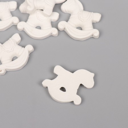 Decor for creativity Polystone "Horse-rocking" White set 6 pcs 3x3 cm-1