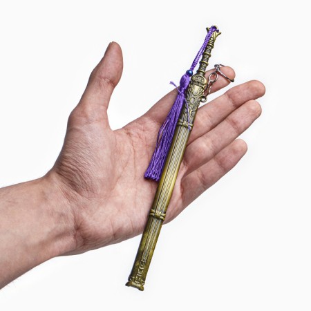 Souvenir weapon suspended mini "anime sword", keychain, 20 cm, gold with purple-6