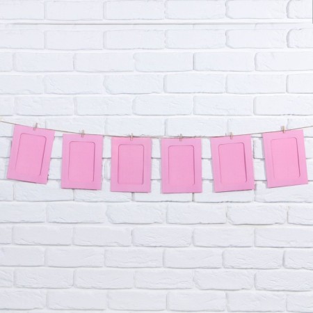 Garland for photographs with junction of Pink, 6 pcs-3