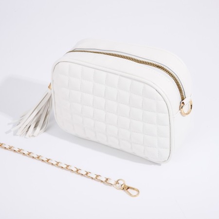 Bag Cross-Bodi with a zipper, white color-4