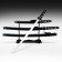 Suv. Product Katana 3V1 on a stand, scabbard wood, black gloss 54/81/100cm, hilt mix