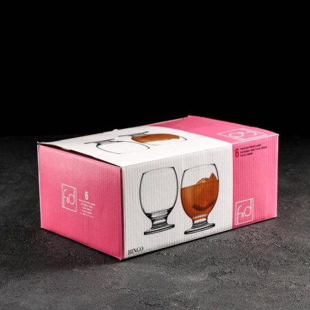 A set of glass glasses for Bingo cognac, 285 ml, 6 pcs-1