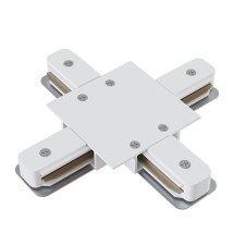 Connector X-shaped for the built-in track system Technical Track-11W, 13x13x2 cm, white color