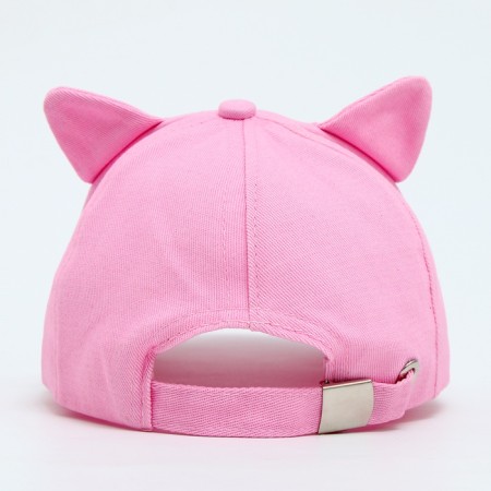 Baby cap for a girl "Kitik", with ears, color pink rr 52-54 5-7 years-8