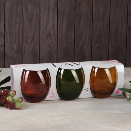 A set of glass glasses "Empire", 400 ml, 7.1 × 9.4 cm, 3 pcs, color mix-1