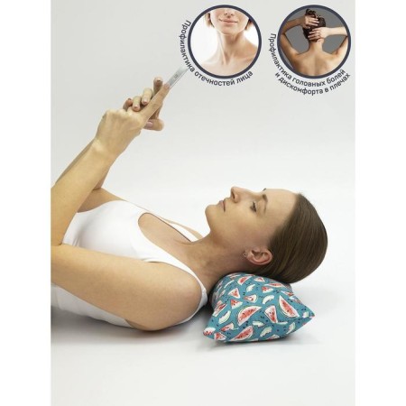 Pillow orthopedic roller with buckwheat luster, size 20x50 cm, watermelon, blue color-5