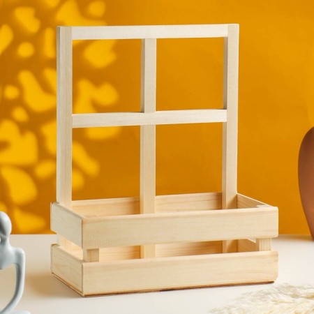 Wooden Kashpo 24.5 × 13.5 × 9/30 cm "Bouquet under the window", with a pen, natural