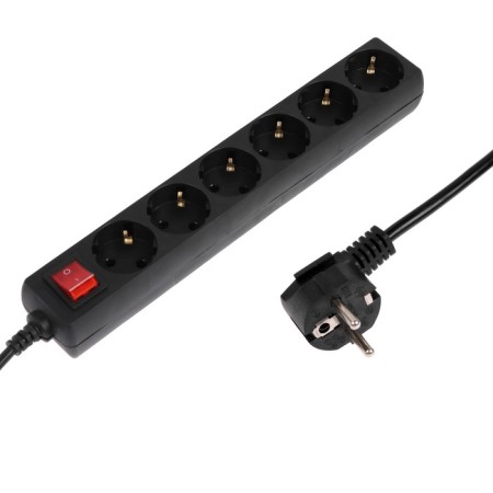 Network filter 5Bites SP6B-250 6S, 6 outlets, 5 m, 10 A, 3x0.75 mm2, s/k, with off., Black