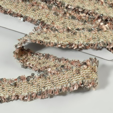 Decorative braid “Twydal”, bilateral, 30 mm, 5 ± 0.5 m, sand pink color-1