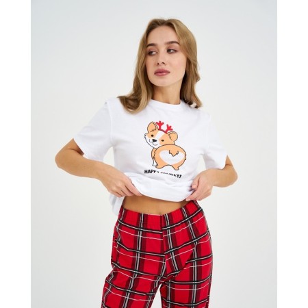 Pajama New Year's Women (T-shirt and Pants) KAFTAN "Corgi", size 48-50-1