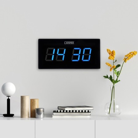 Electronic wall clock "Solomon", with an alarm clock, 47 x 3 x 23 cm, blue numbers-1