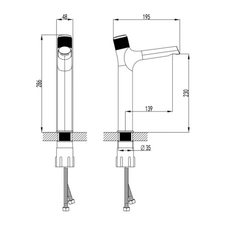 Lemark Project LM4679C sink mixer, button, pour length - 139 mm, chrome-1