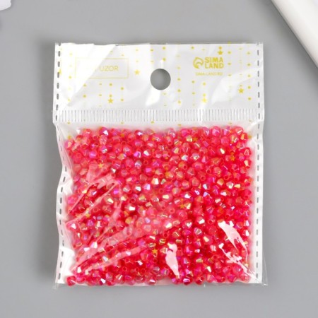 Beads for creativity Plastic "Rhombus Crystal Hologography Fuchsia" set 20 grams 0.4x0.4 cm-3