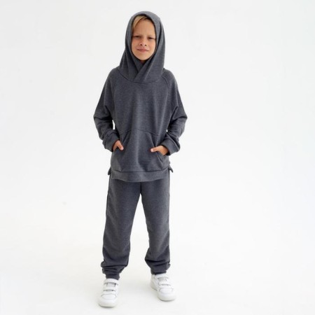 Costume for a boy (sweatshirt, trousers) minku: casual collection graphite color, height 104-4