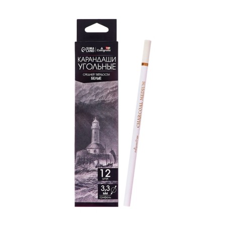 Coal in a pencil, the neck D-3.3 mm, white, medium