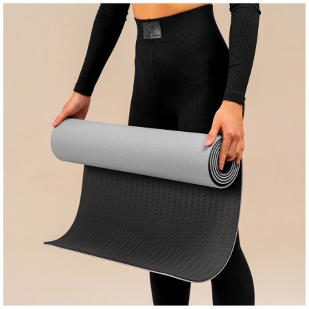 Fitness and yoga mat, 183x61x0.6 cm, gray/black color-7