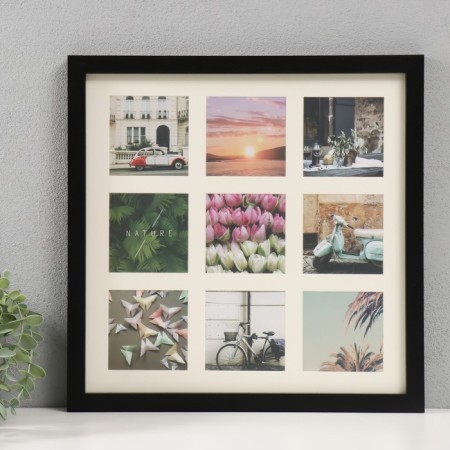 Photo frame MDF in 9 photos 10x10 cm "Slides" black 40x40x2 cm