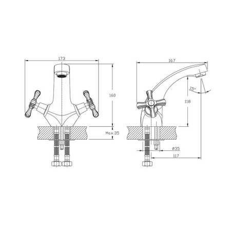 Mixer for the sink Rush Bianki Bi7650-11, two-wound, chrome-1